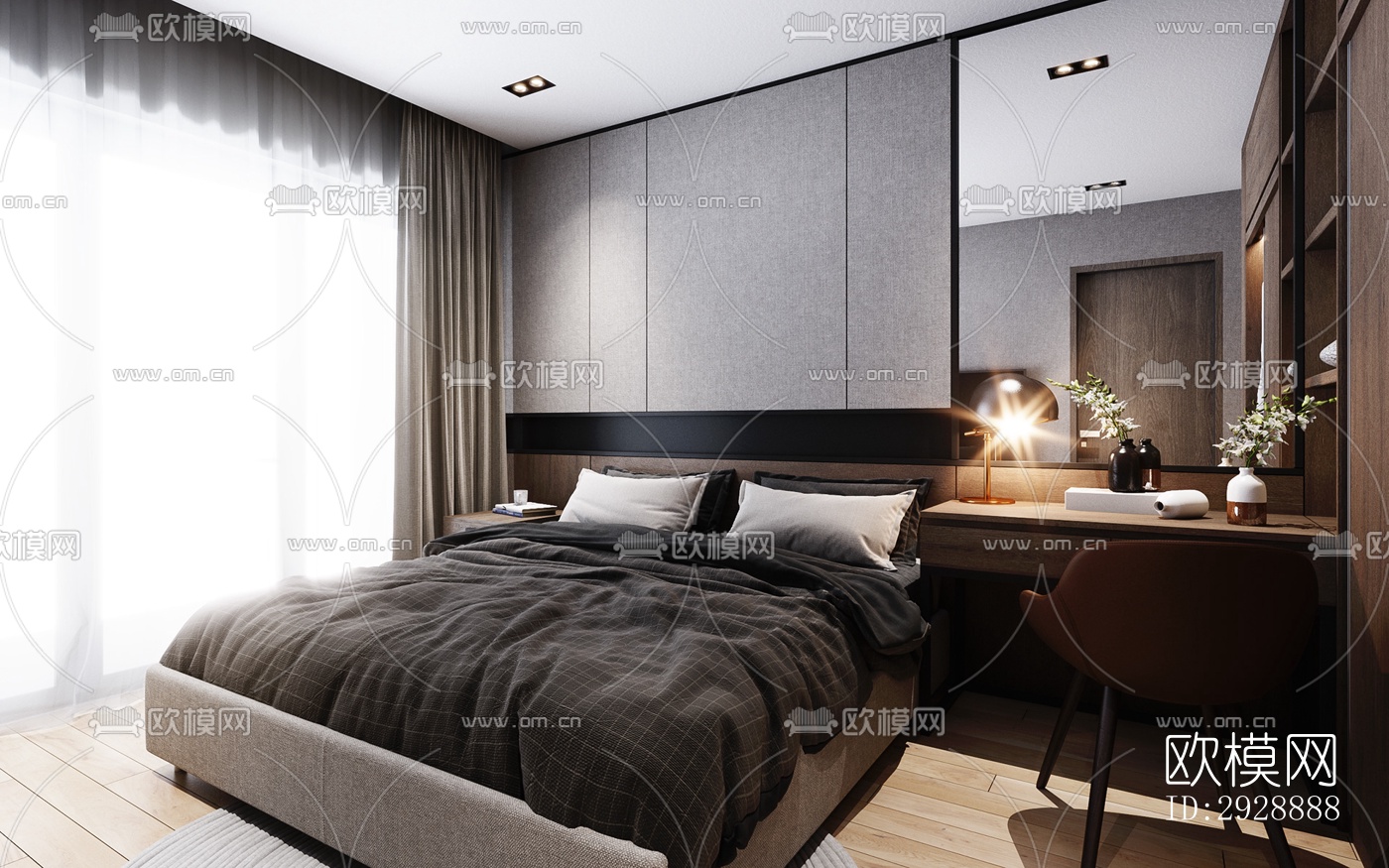 现代平层效果图下载（渲染图10）