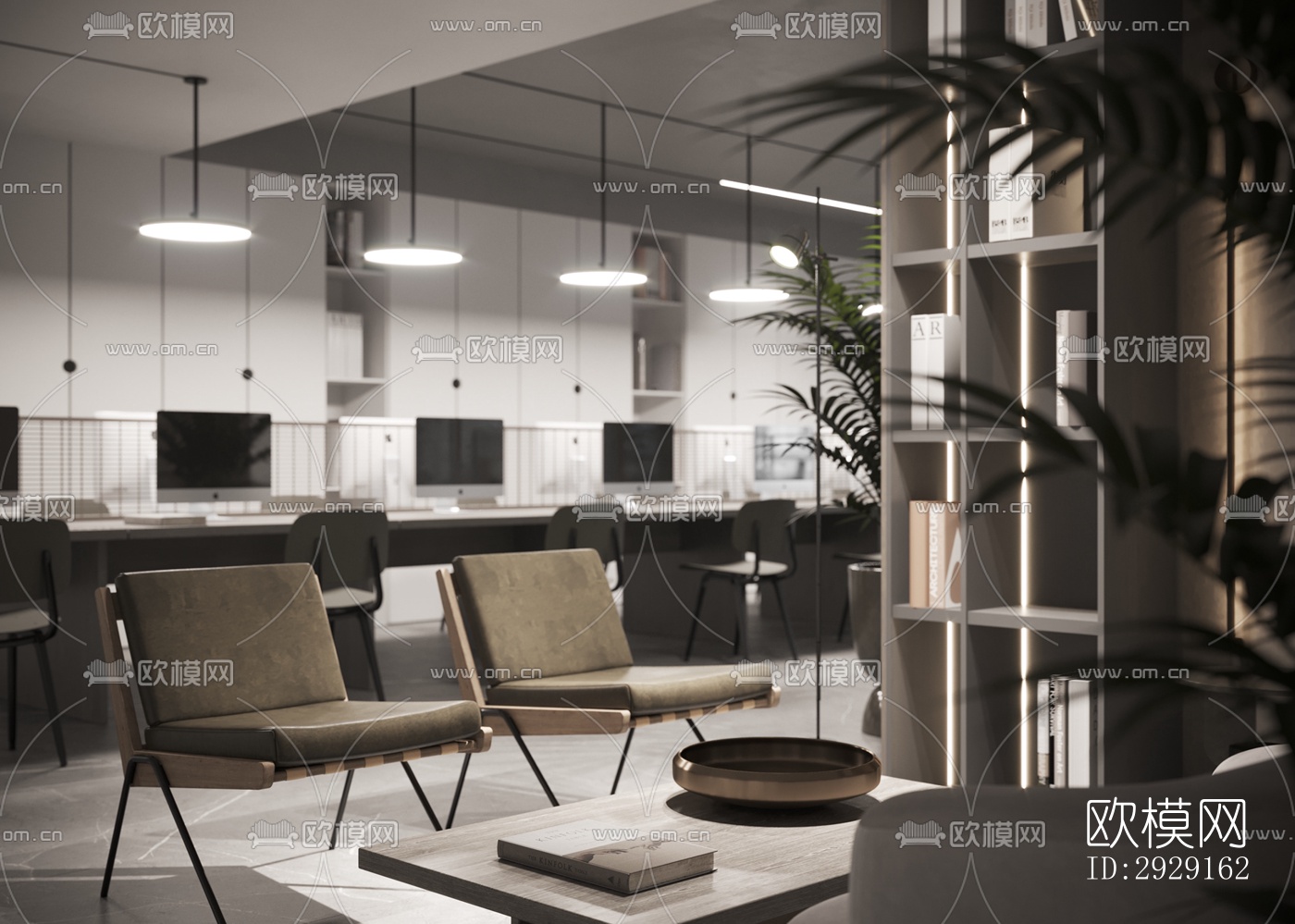 现代办公区效果图下载（渲染图13）