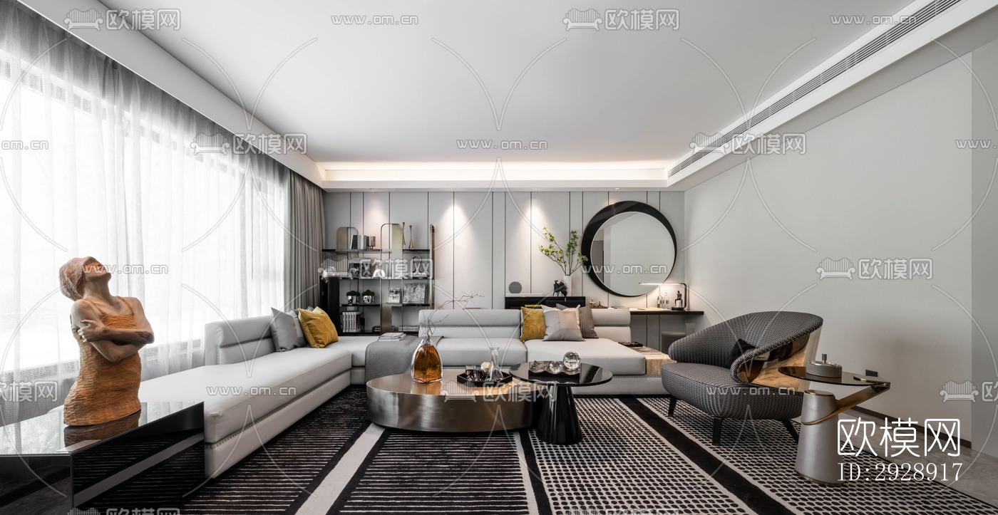 现代平层效果图下载（渲染图8）