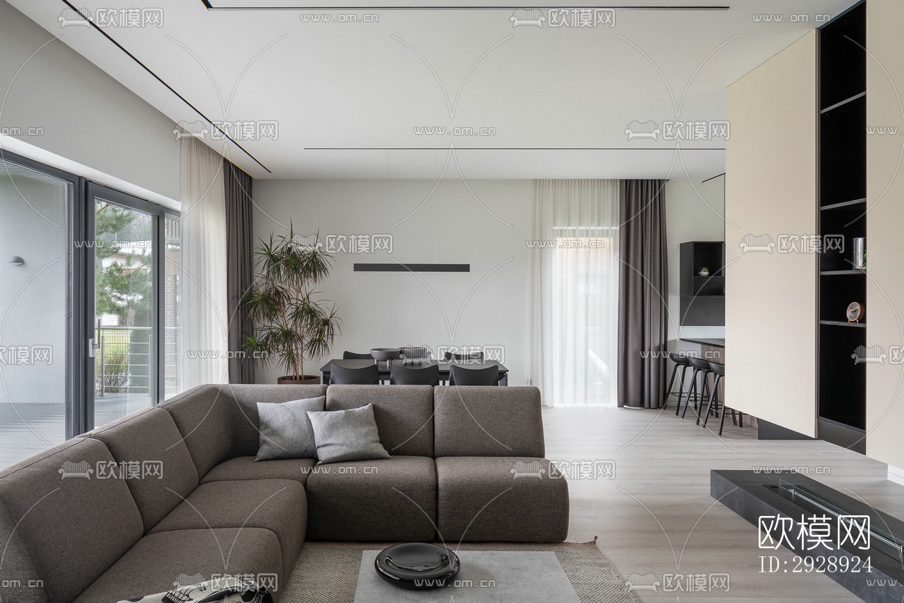 现代平层效果图下载（渲染图15）