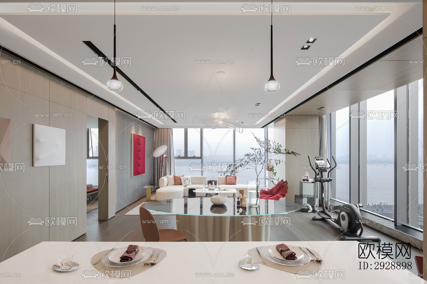 现代平层效果图下载（渲染图19）