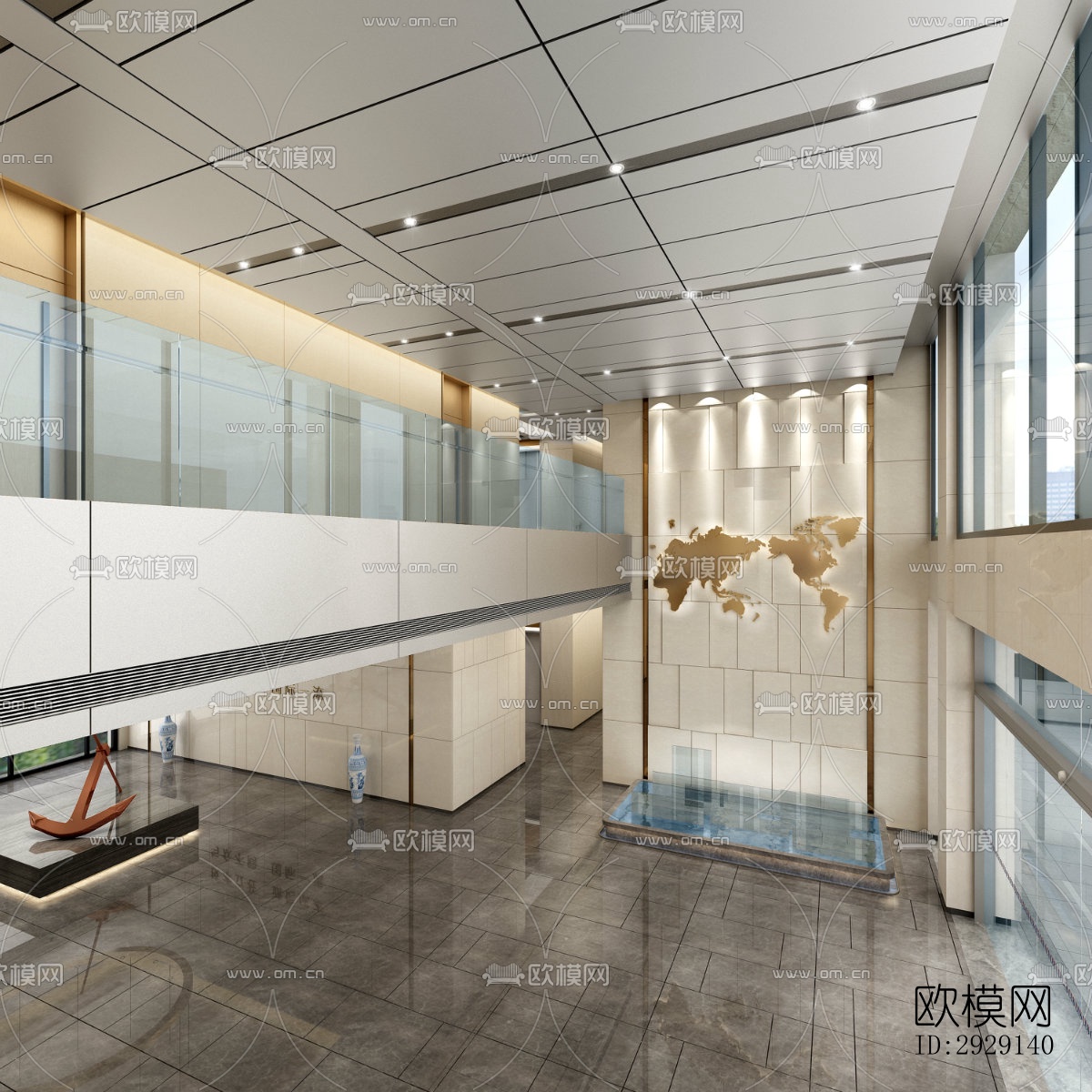 现代办公区效果图下载（渲染图12）