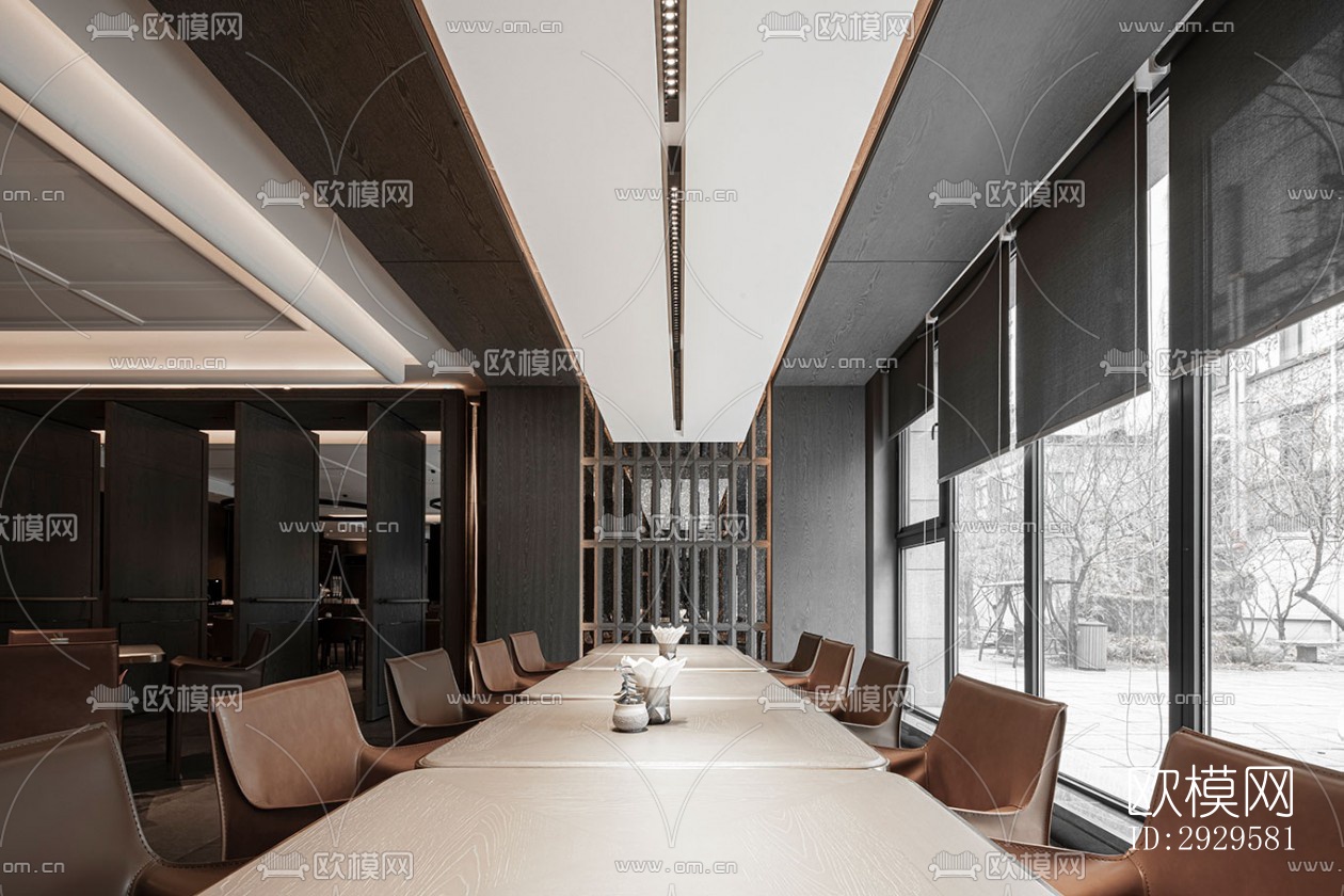 高级灰西餐厅效果图下载（渲染图1）