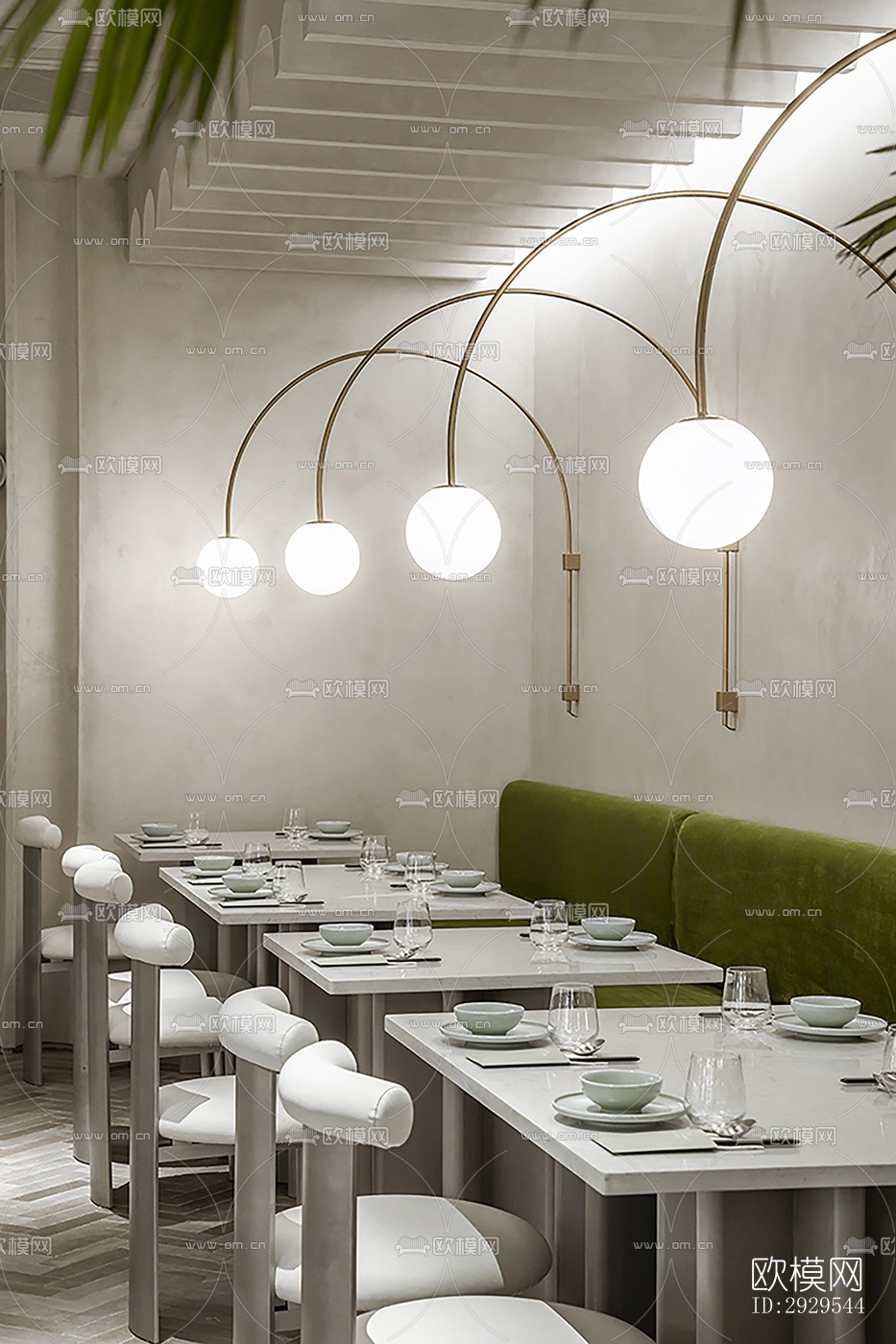 奶油风西餐厅效果图下载（渲染图8）