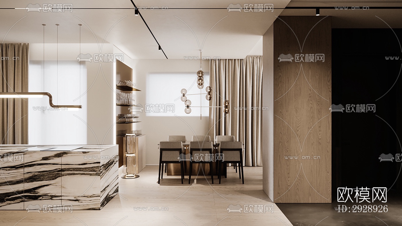 现代平层效果图下载（渲染图15）