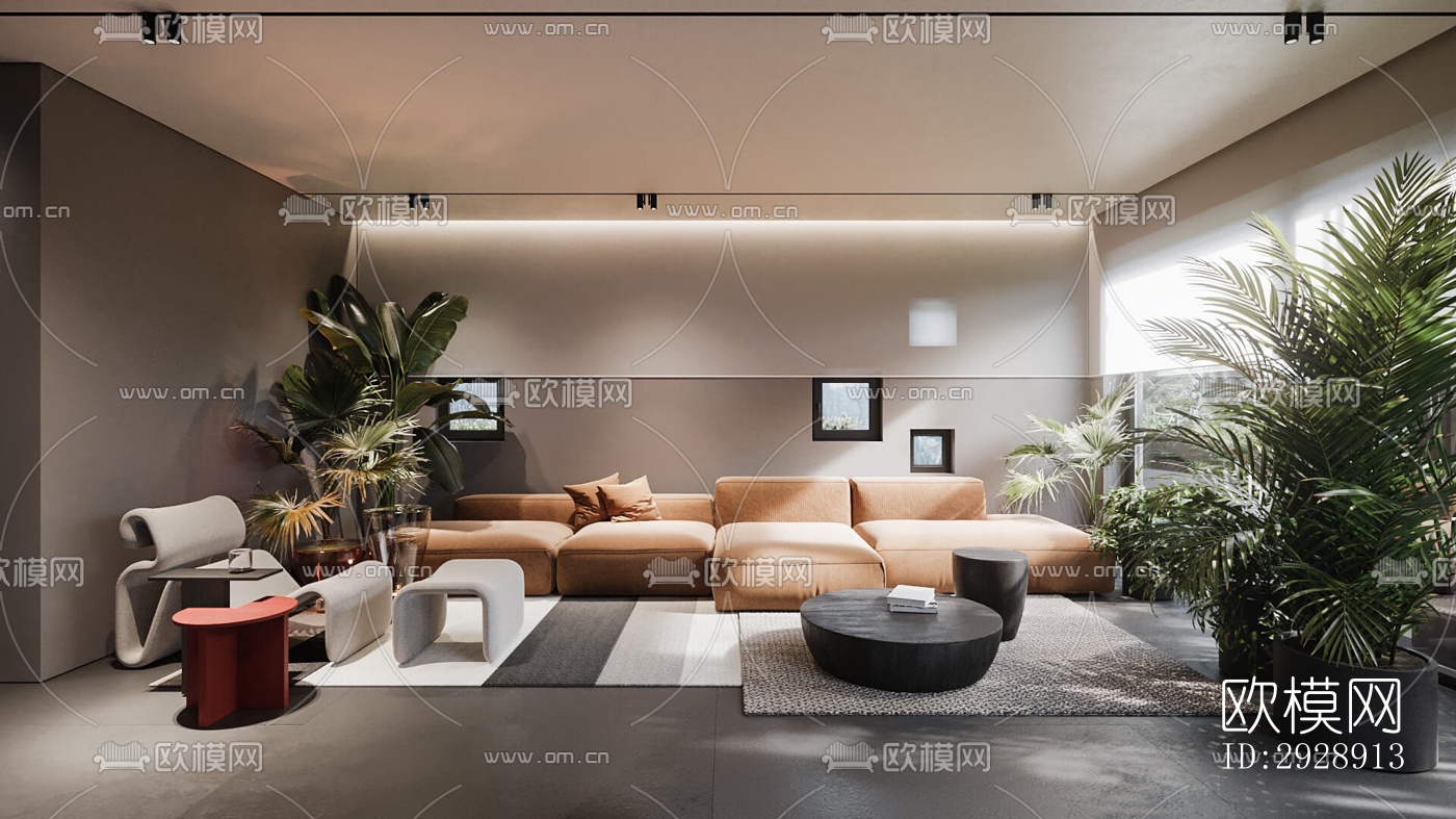 现代平层效果图下载（渲染图18）