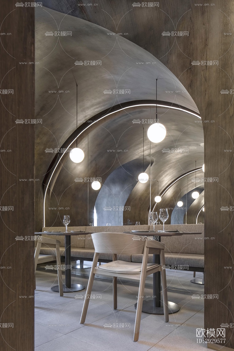 高级灰西餐厅效果图下载（渲染图9）