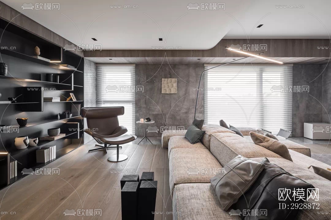 现代平层效果图下载（渲染图17）