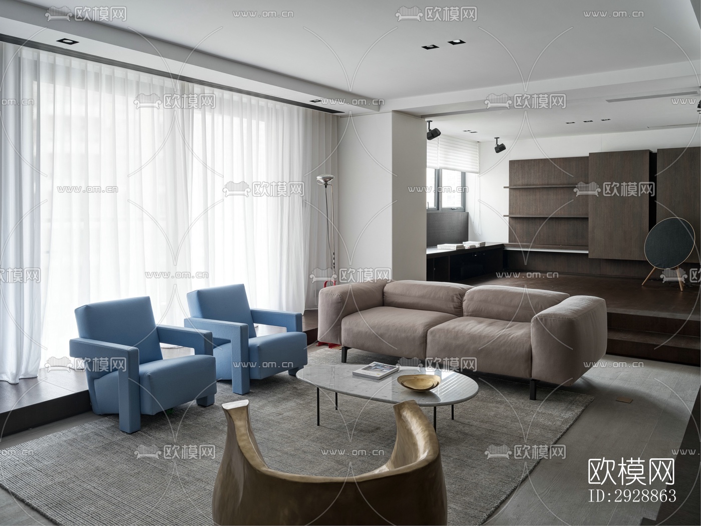 现代平层效果图下载（渲染图3）