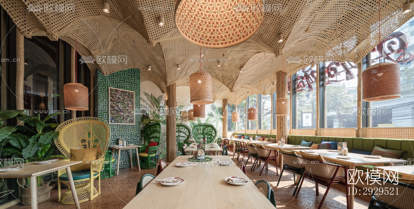 东南亚西餐厅效果图下载（渲染图2）