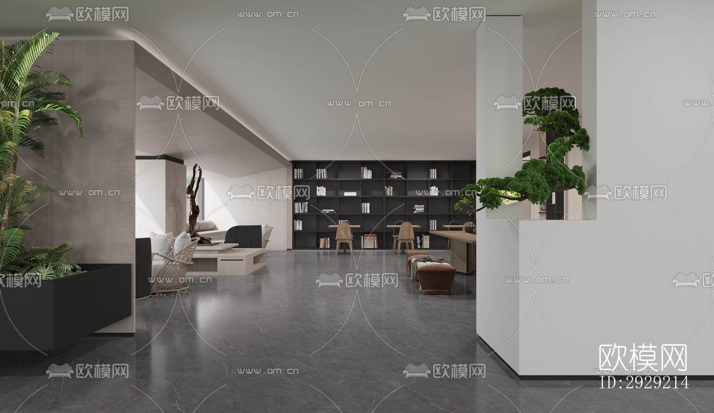 现代商务大堂效果图下载（渲染图9）
