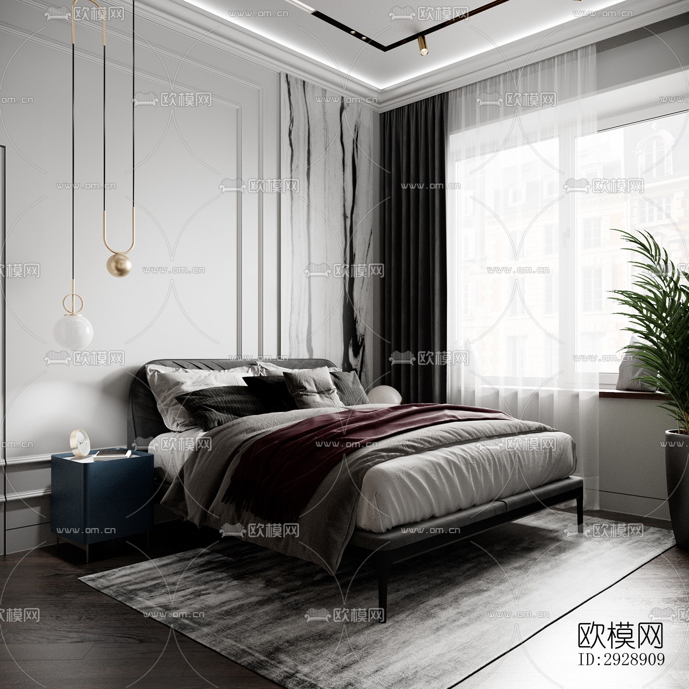 现代平层效果图下载（渲染图2）