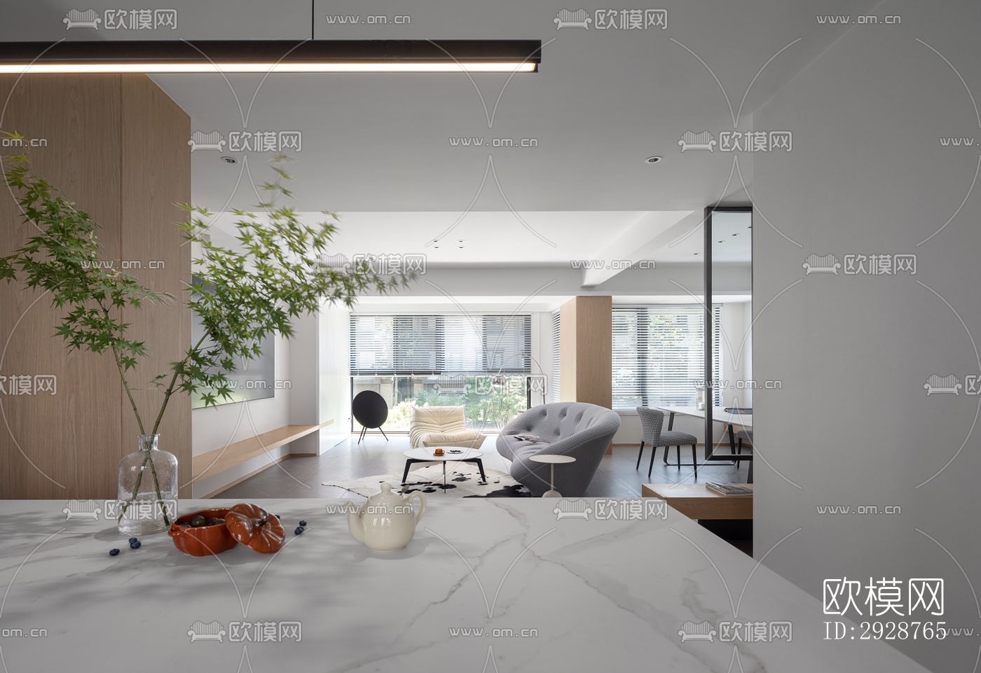 现代平层效果图下载（渲染图1）