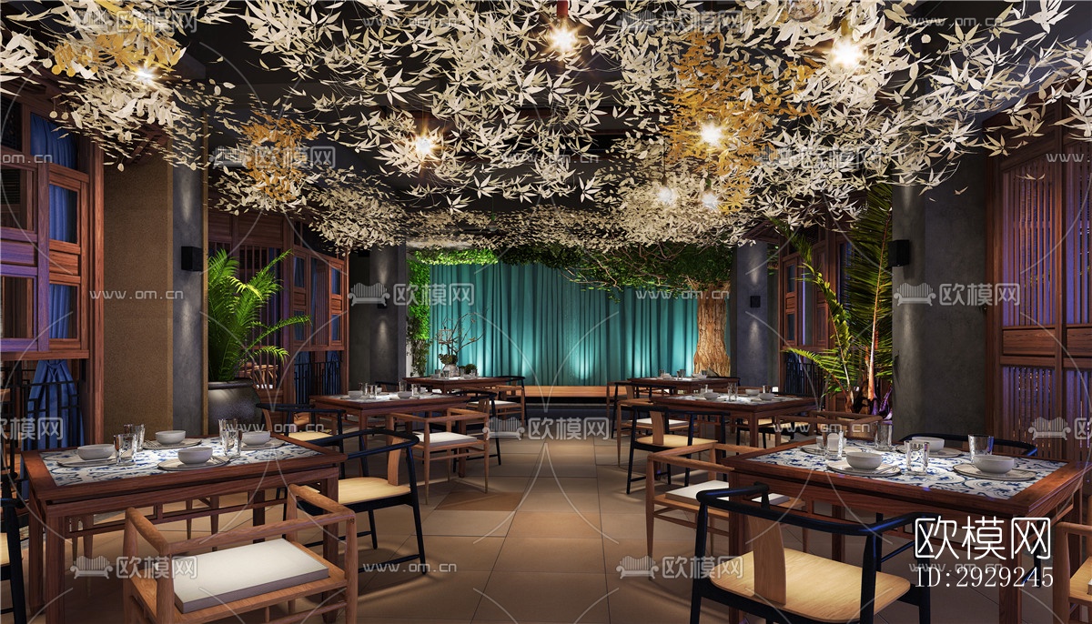 中式中餐厅效果图下载（渲染图5）