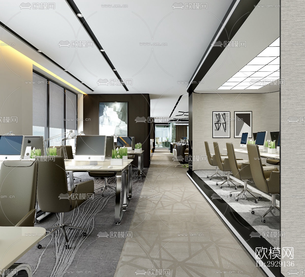 现代办公区效果图下载（渲染图5）