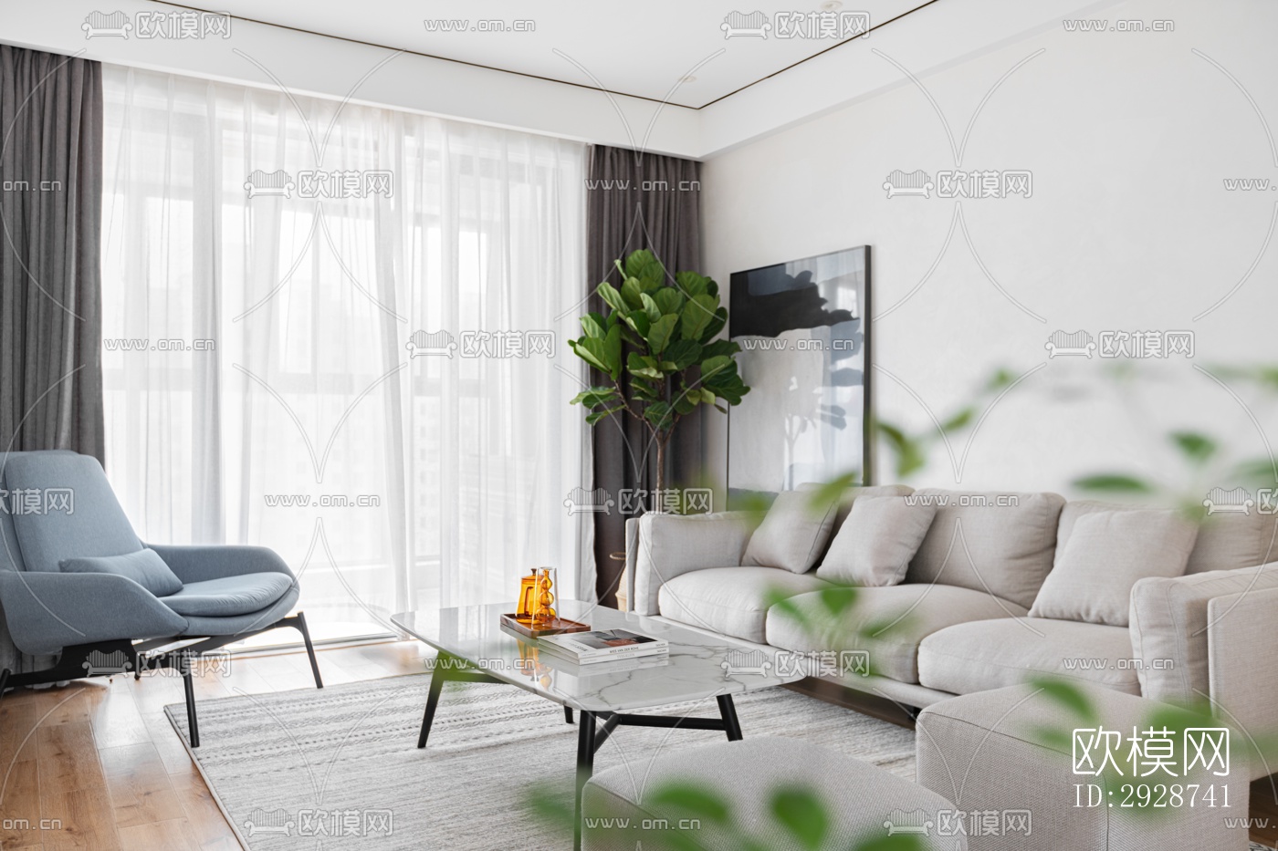 现代平层效果图下载（渲染图13）