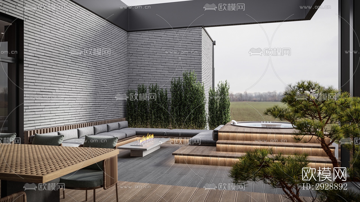 现代平层效果图下载（渲染图10）