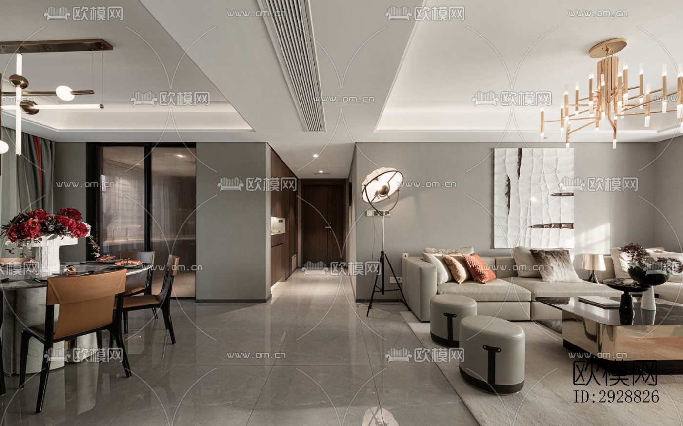 现代平层效果图下载（渲染图19）