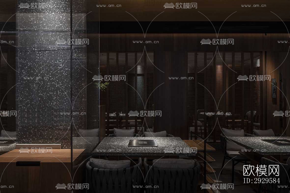 高级灰西餐厅效果图下载（渲染图18）