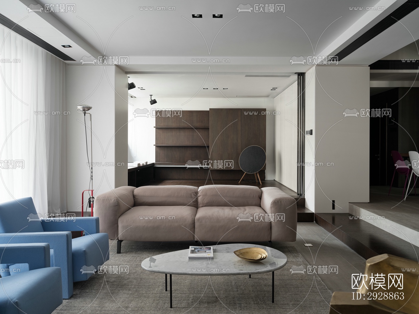 现代平层效果图下载（渲染图2）