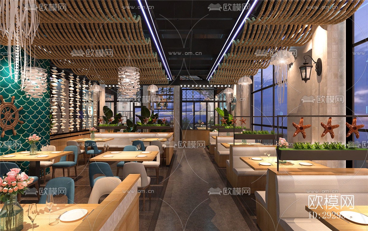 工业风西餐厅效果图下载（渲染图3）