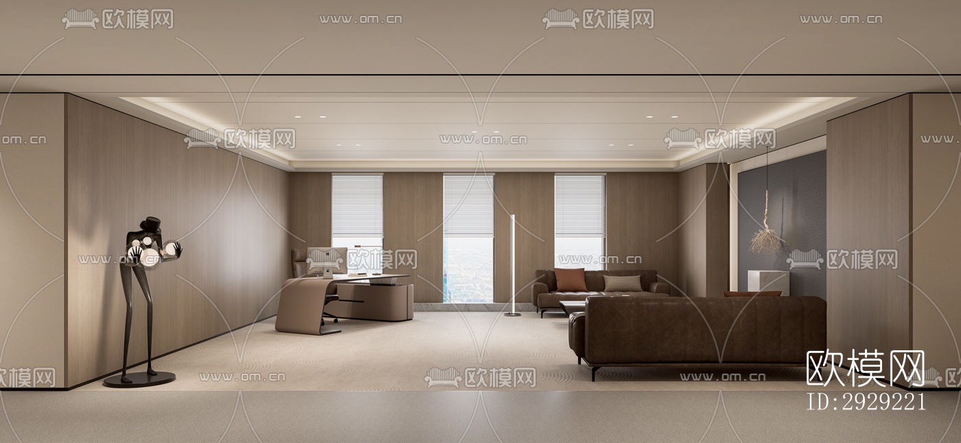 现代经理室效果图下载（渲染图9）