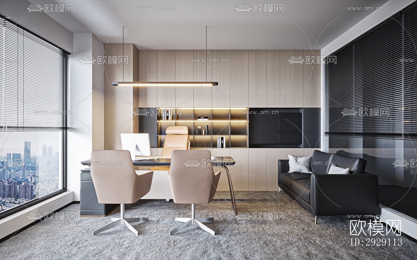 现代办公区效果图下载（渲染图10）