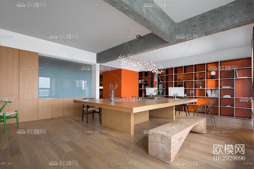 现代办公区效果图下载（渲染图11）