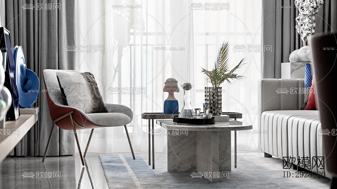 现代平层效果图下载（渲染图5）