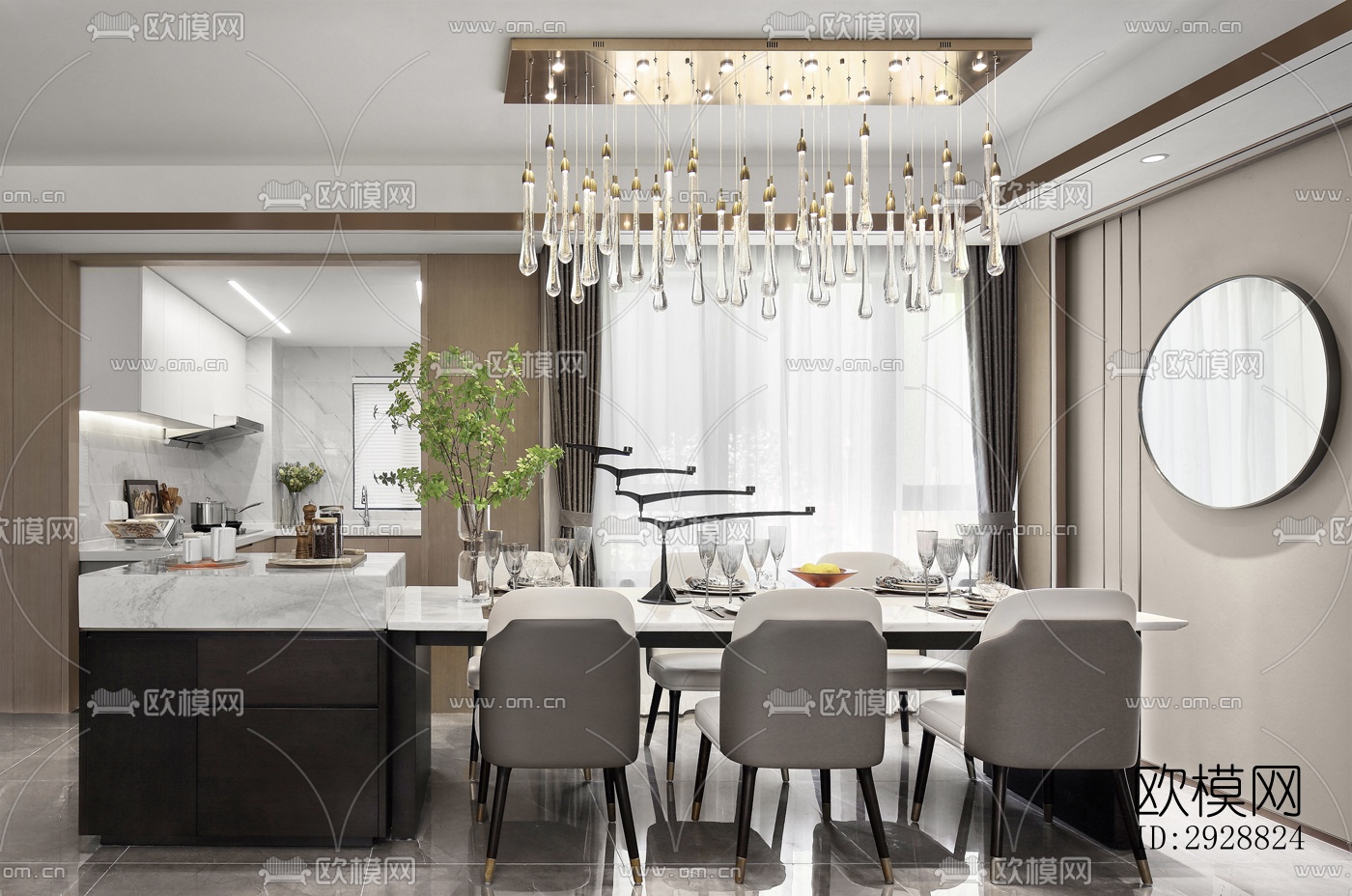 现代平层效果图下载（渲染图1）