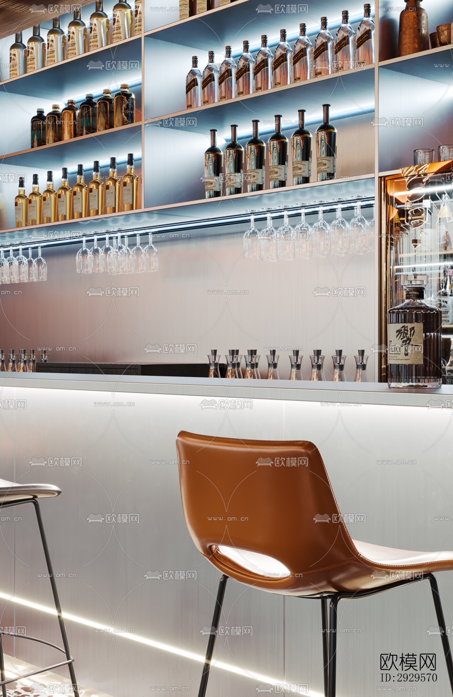 现代西餐厅效果图下载（渲染图1）