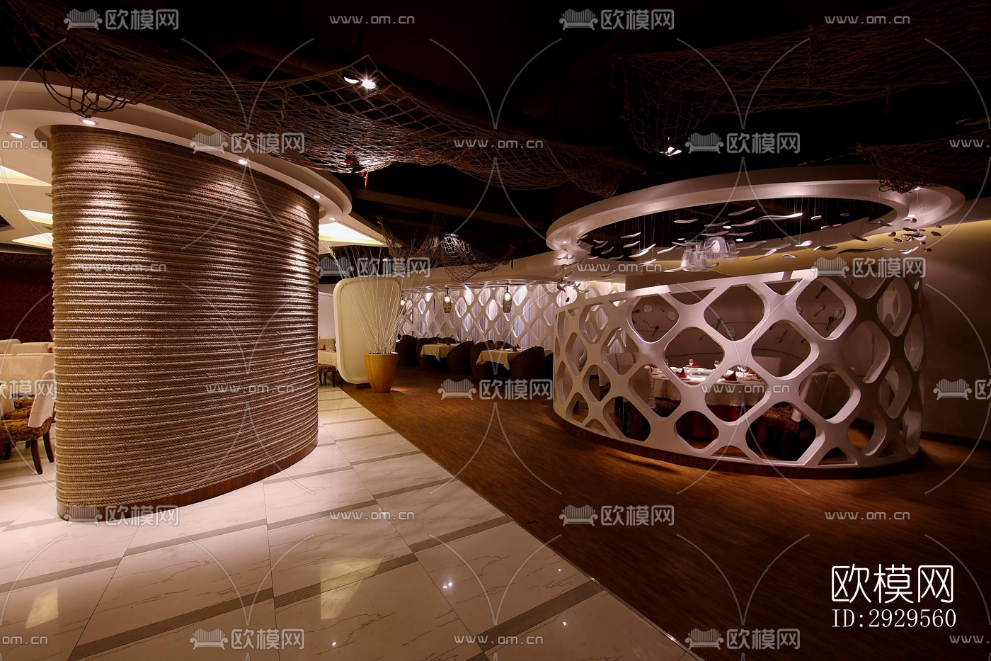 新中式西餐厅效果图下载（渲染图15）