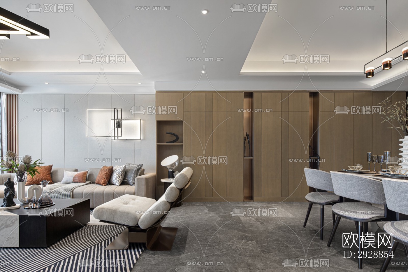 现代平层效果图下载（渲染图12）