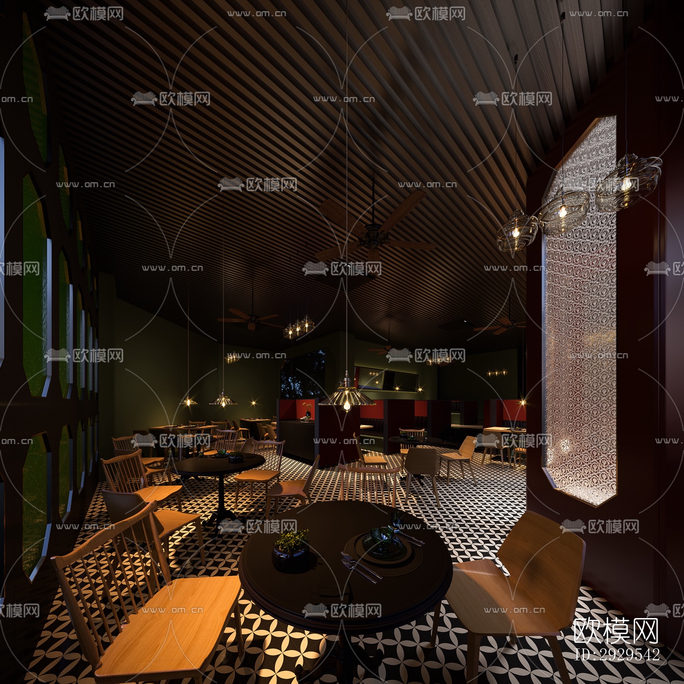 后现代西餐厅效果图下载（渲染图12）