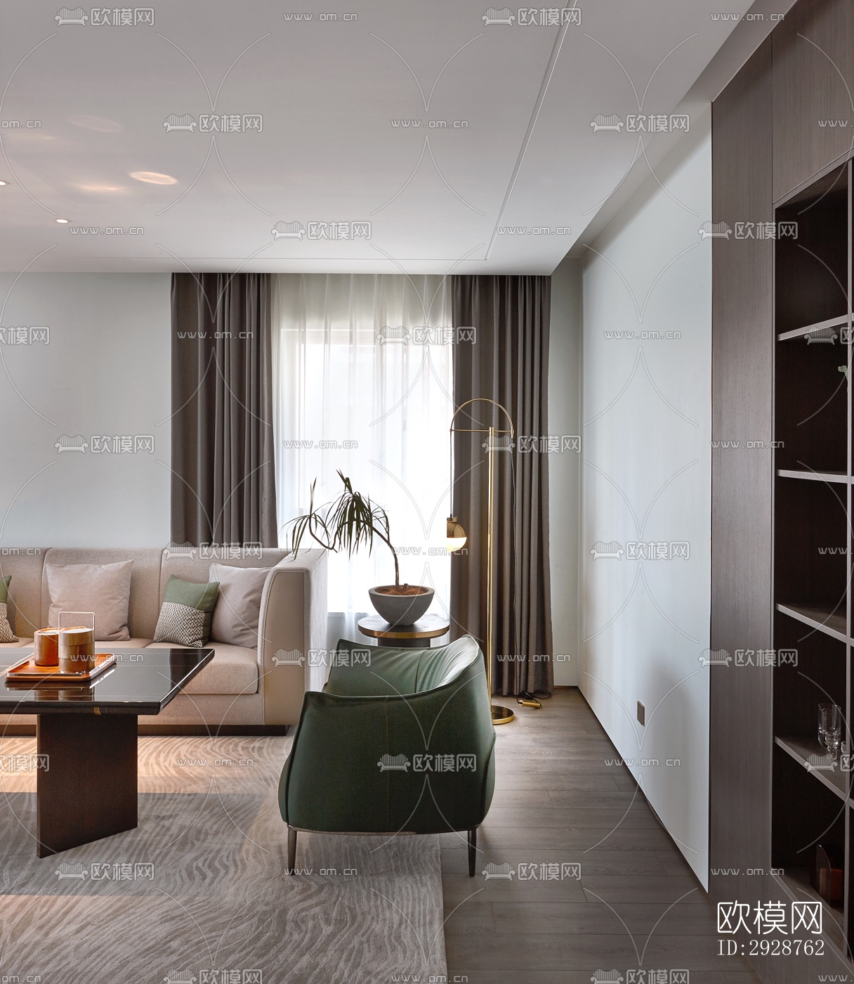 现代平层效果图下载（渲染图2）