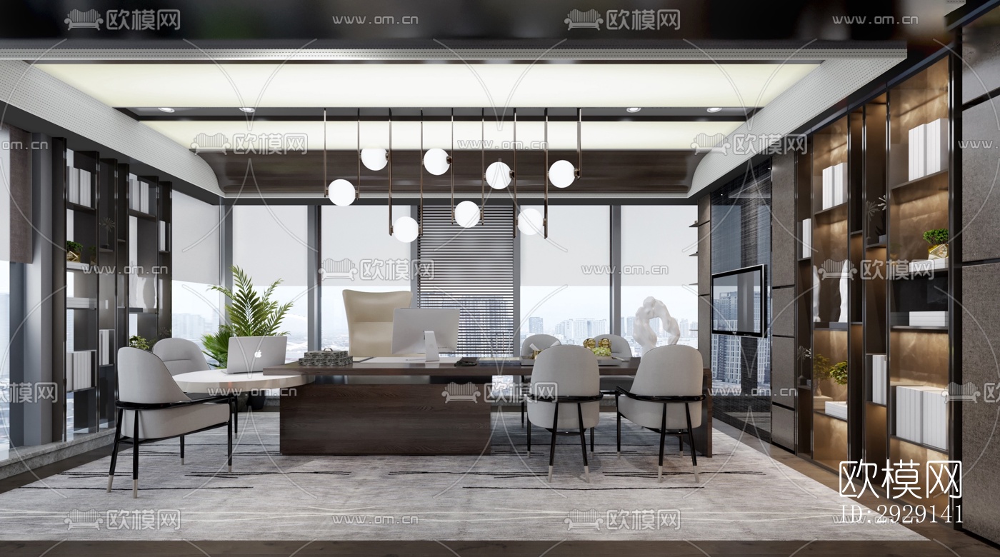 现代办公区效果图下载（渲染图2）