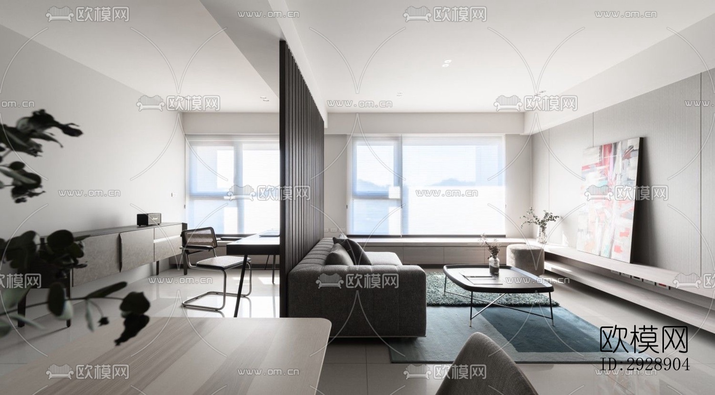 现代平层效果图下载（渲染图12）