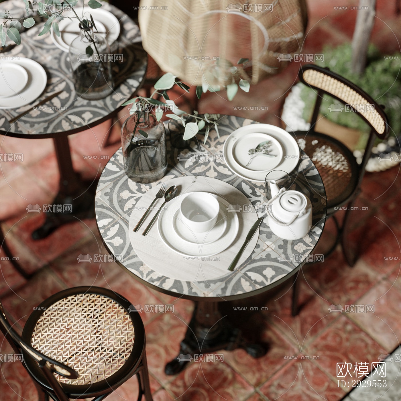 工业风西餐厅效果图下载（渲染图3）