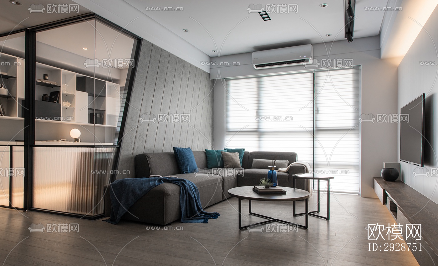 现代平层效果图下载（渲染图12）