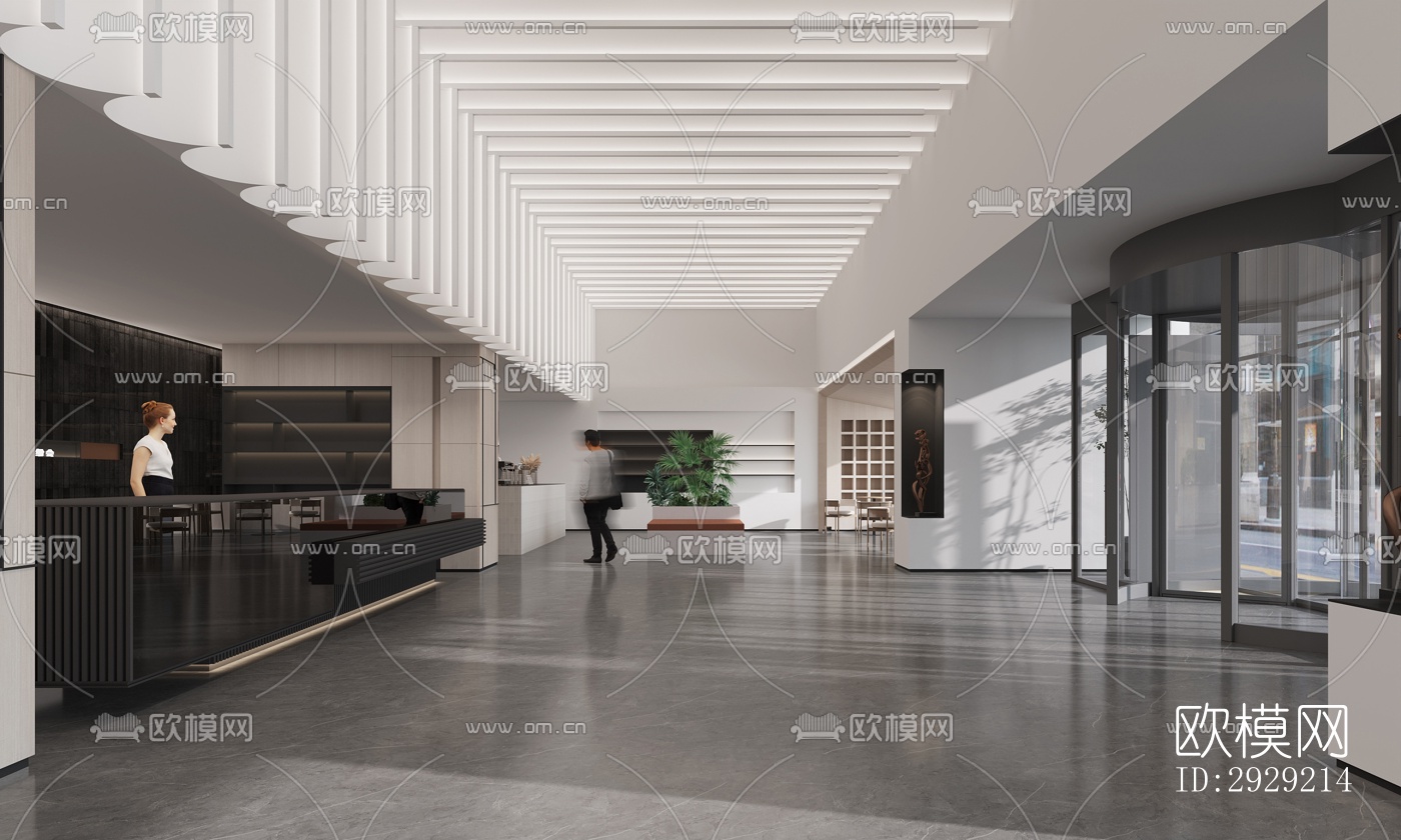 现代商务大堂效果图下载（渲染图15）