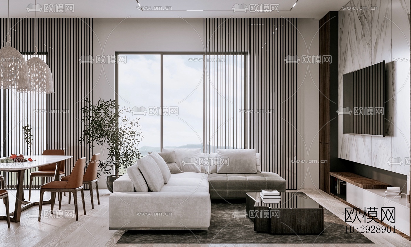 现代平层效果图下载（渲染图11）