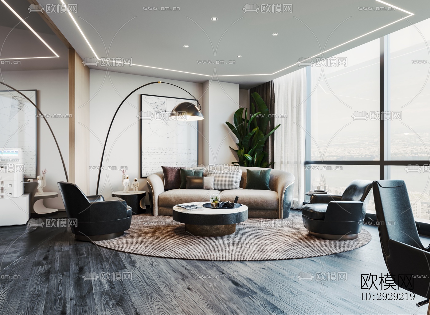 现代经理室效果图下载（渲染图15）