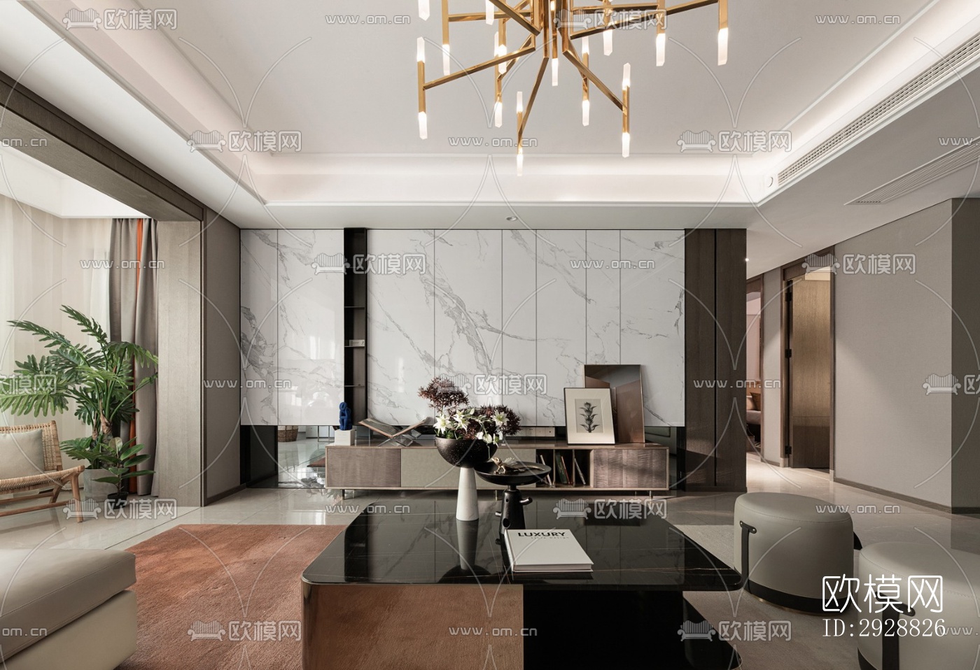 现代平层效果图下载（渲染图17）