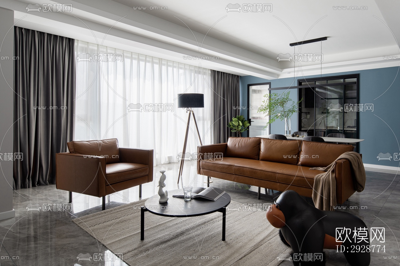 现代平层效果图下载（渲染图8）