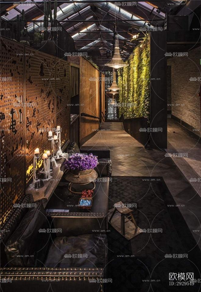 工业风西餐厅效果图下载（渲染图1）