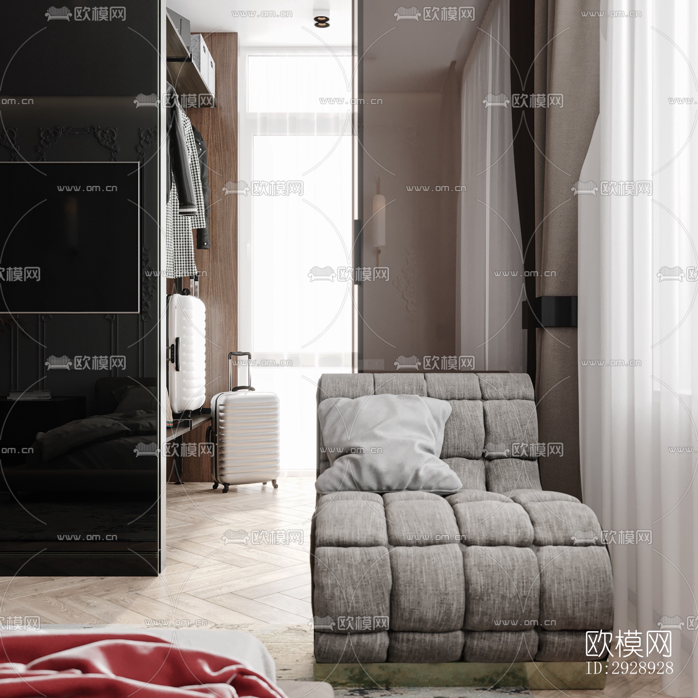 美式平层效果图下载（渲染图7）