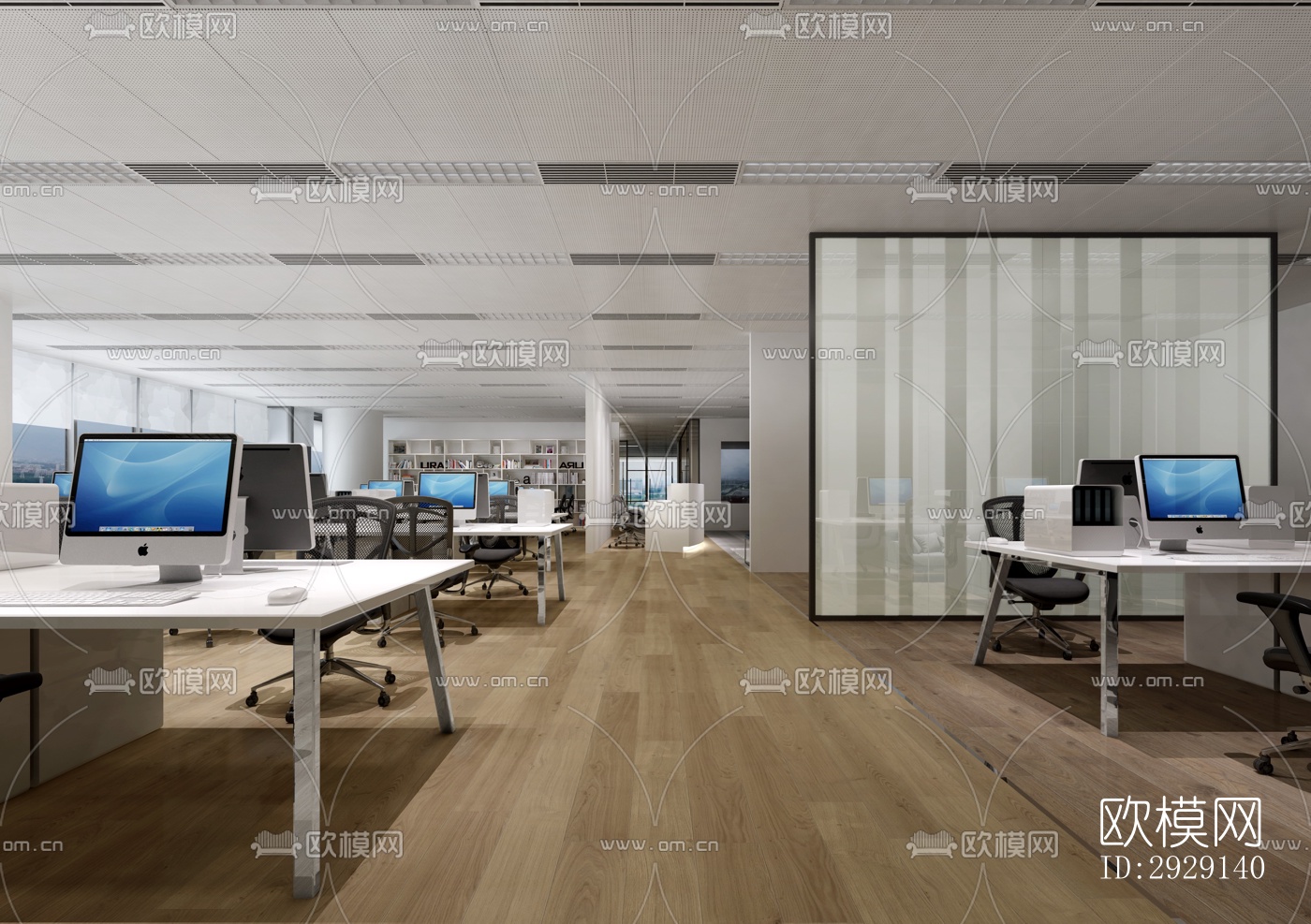 现代办公区效果图下载（渲染图2）