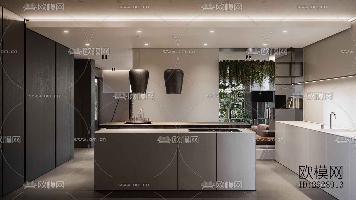 现代平层效果图下载（渲染图15）