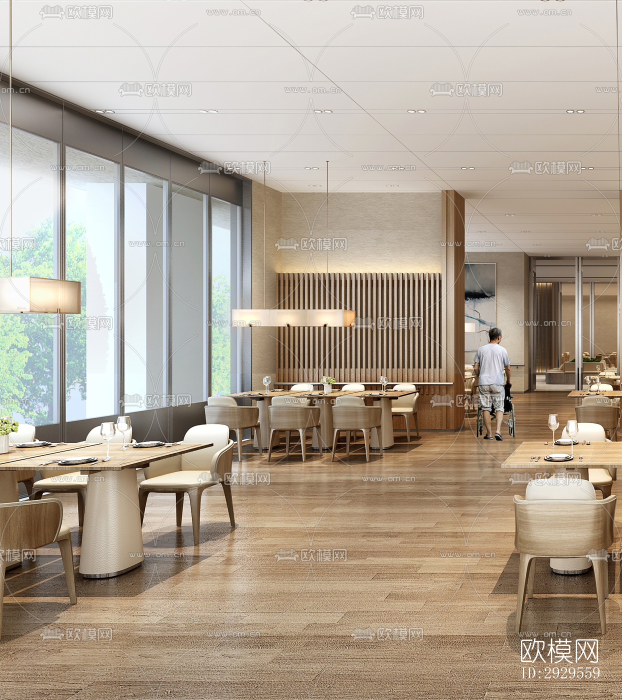 新中式西餐厅效果图下载（渲染图3）