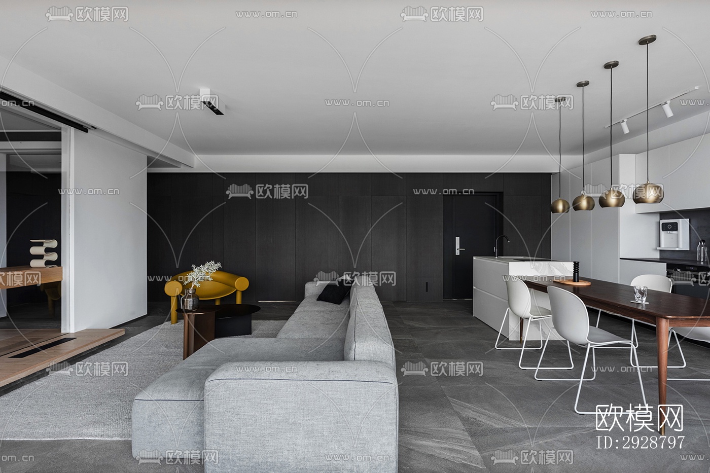 现代平层效果图下载（渲染图2）